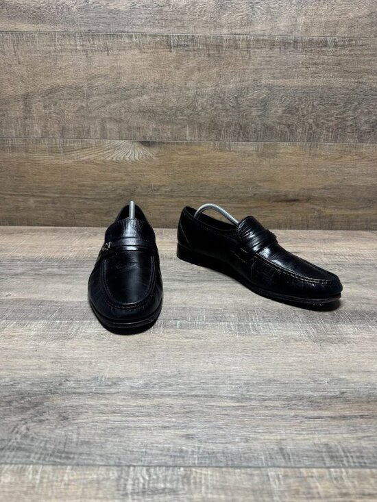 Oakton Black Leather Loafers Men\'s Size 10.5